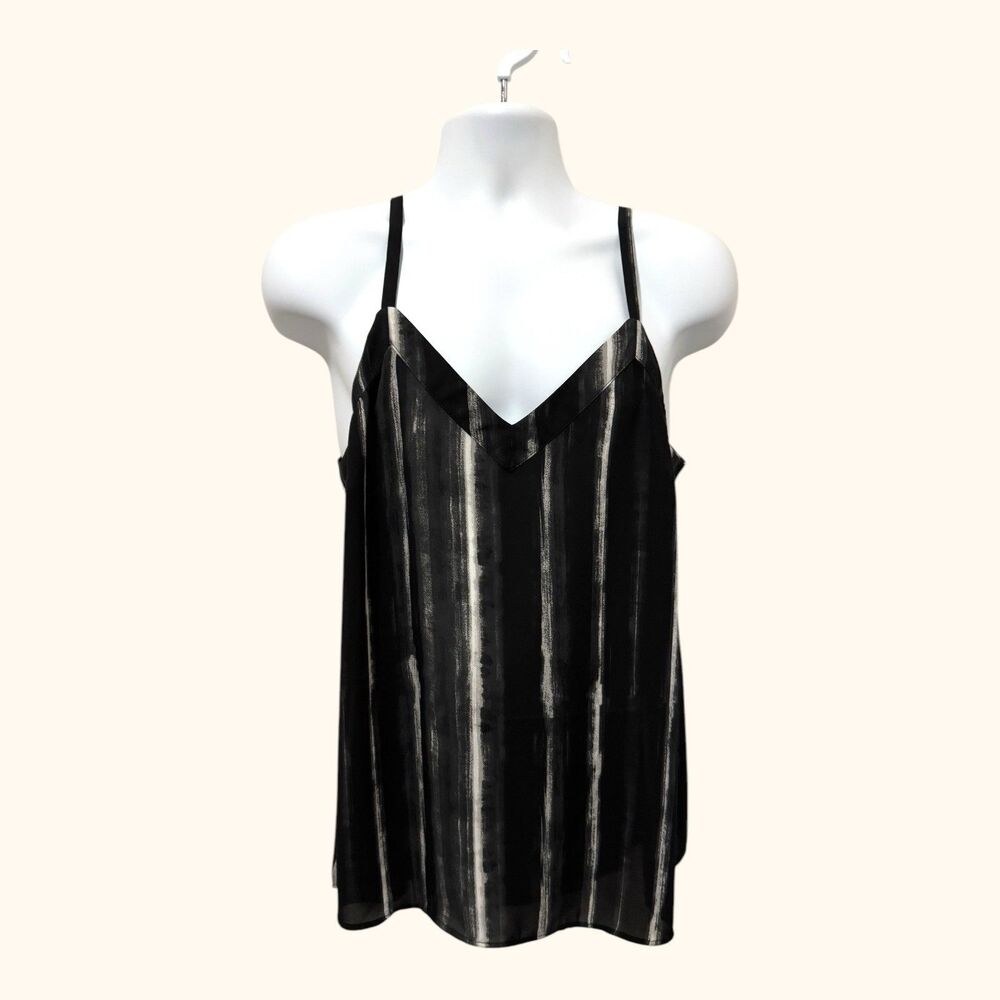 Torrid Women's Georgette Tunic Cami V-Neck Adj Strap Black White Stripe Size 00